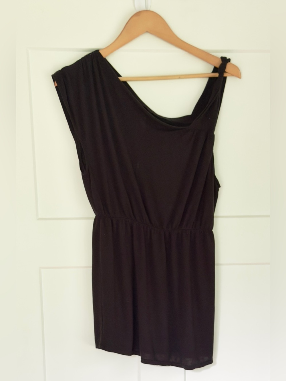 Free People Black Asymmetric One-Shoulder Mini Dress - LIKE NEW